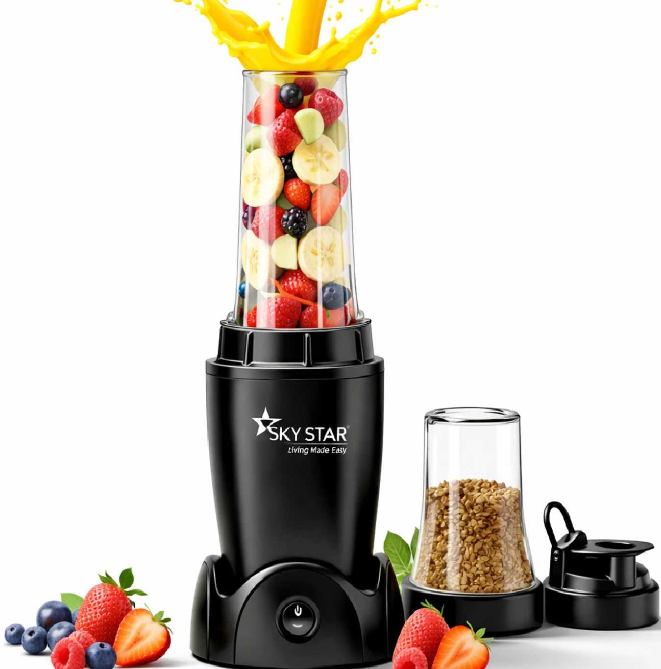 Skystar 2 Jar Black Bullet Nutri 750 W Juicer Mixer Grinder (Black Nutri | 2 Jars | Black)